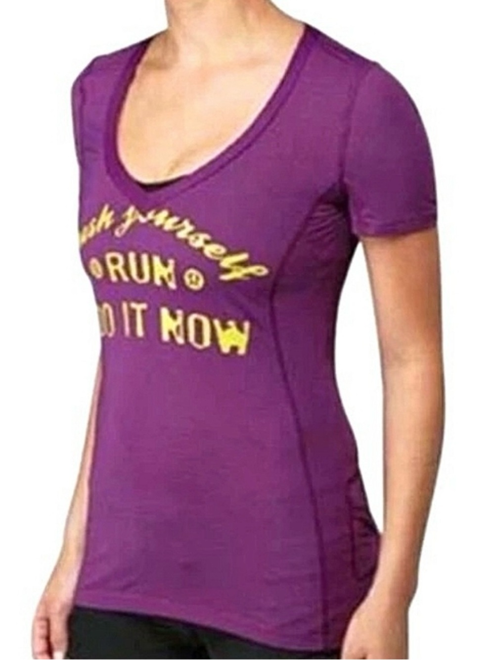 LuLuLemon size 8 Purple Scoop Neck Graphic Tee
